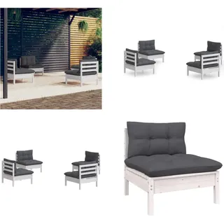 vidaXL 4 tlg. Garten Lounge Set mit Anthrazit Kissen Kiefernholz - Garten-Lounge-Set - Garten-Lounge-Sets - Lounge-Set - Lounge-Sets - Weiß
