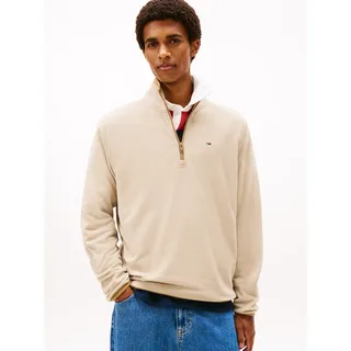 Fleecepullover TOMMY JEANS "TJM FLAG POLAR FLEECE", Herren, Gr. XL, gulf sand, Fleece, Obermaterial: 100% Polyester, regular fit, Bündchen, Sweatshirts Fleecepullover, normale Passform, Troyer