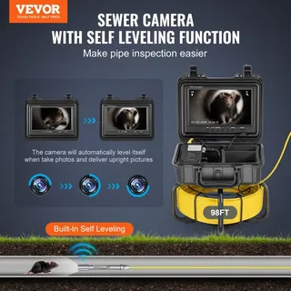 Vevor Rohrkamera 30m Inspektionskamera 9 Zoll 36-fach Zoom IP68