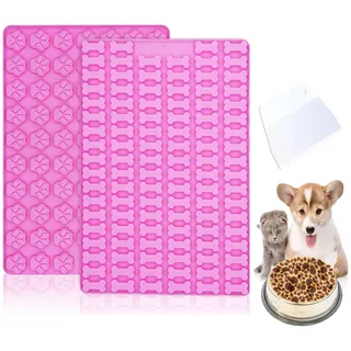 MARUKO Muttertag 2 Stück Silikonform Hundekekse mit Teigschaber, Mini Knochen & Pfotenform, Antihaftend Silikonmatte für DIY Hundekeks, Schokolade, Pralinen, Seife, Kerzen, Harzanhänger, BPA-Frei
