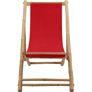 vidaXL Liegestuhl Bambus und Canvas Rot - Rot