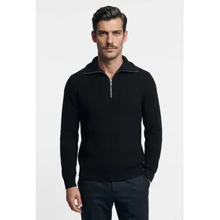 Strellson Troyer "Zip Pullover Remo" mit Kaschmir-Anteil, weiches Material, Grobstrick Klassiker, schwarz