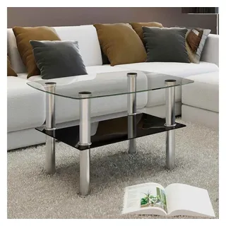 vidaXL Couchtisch mit Ablage Glas - Silber