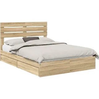 vidaXL Aufbewahrungsbett Sonoma-Eiche 140 x 200 cm Holzwerkstoff - Braun
