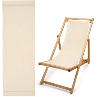 La cordeline Liegestuhl-Stoff, 125 x 43 cm, Ersatzstoff für Liegestuhl, Dicke Baumwolle, Premiumqualität, Farbe: Beige Ecru