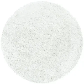 Hochflorteppich , Weiß , Textil , Uni , rund , Oeko-Tex® Standard 100 , für Fußbodenheizung geeignet, schmutzabweisend, für Hausstauballergiker geeignet, lichtunempfindlich, antistatisch, pflegeleicht, strapazierfähig, leicht zusammenrollbar , Teppiche und Böden, Teppiche, Runde Teppiche