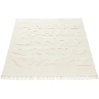 Kinderteppich CARPETFINE "ABC Alphabet", creme, B:80cm H:0,6mm L:150cm, Obermaterial: 100% Wolle, Teppiche, Kinderteppich