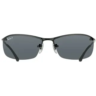 Ray-Ban RB3183, Erwachsener, Uni, Rechteckig, Schwarz, Polarisierte Linse, Metall - Grau