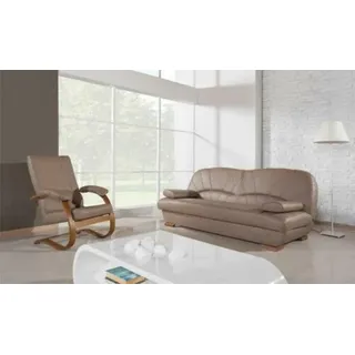 Design Sofa Echtleder Sofagarnitur 3+1 Sitz Modernes Couch Polster Garnitur Set - Beige