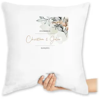 Kissen 40x40 Zierkissen - Hochzeit - Für Immer ja mit Namen und Datum I Hochzeitsgeschenk Brautpaar Geschenke Hochzeitstag Geschenk Jahrestag I Liebesgeschenk - 40 x 40 cm - Weiß