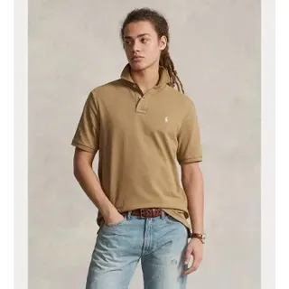 Polo Ralph Lauren für Herren. 710680784332 Beigefarbenes Basic-Poloshirt (M), Lässig, Baumwolle, Kurzarm