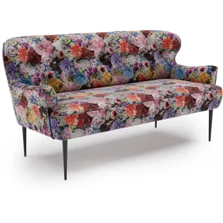 CAVADORE 2,5-Sitzer Küchensofa Amba, Trendige Sitzbank für Küche oder Esszimmer / 173 x 97 x 87 / Jacquard Flachgewebe: Blumenmuster Rot