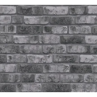 A.S. Création Steintapete Grau Anthrazit - A.S. Création Bricks & Stones 388124 - Backstein Tapete - 10,05 m x 0,53 m - Made in Germany