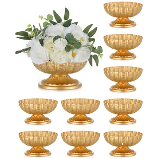 Inweder Metall Blumenvase für Tischdekoration: 10 Stück Vintage Gold Hochzeit Blumenarrangement Pot Vase für Blumen Kleiner Pflanzentopf Pflanzer Schüssel für Party Event Geburtstag Heimdeko