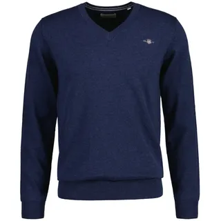 GANT Classic Cotton Pullover Mit V-ausschnitt Dark Jeansblue Melange L
