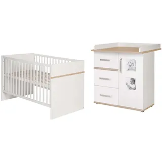 Roba Babyzimmer-Set Pia, mit schmaler Wickelkommode, 2-teilig , Weiß , Holzwerkstoff , 76x81x142.5 cm , Blauer Engel , Babymöbel & Kindermöbel, Babyzimmer