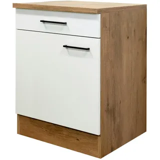 FlexWell Küchenunterschrank , Eichefarben, Magnolie , Metall , 1 Fächer , 1 Schublade(n) Schubladen , einzeln stellbar , 60x85x57 cm , Made in Germany , individuell planbar , Küchen, Küchenmöbel, Küchenschränke, Küchenunterschränke