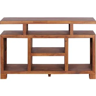 FineBuy Sideboard Sheesham Natur Kommode mit viel Ablage Fernsehkommode TV Schrank für Fernseher