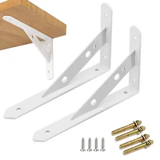 2 Stück Regalhalterungen Schwerlast-Träger 90 Grad Wand-Winkel Regalhalterung Metall Regalträger mit Schrauben Wand Regalträger Eisen Regalwinkel für Winkel Regal (20×12×2.5CM),Weiß