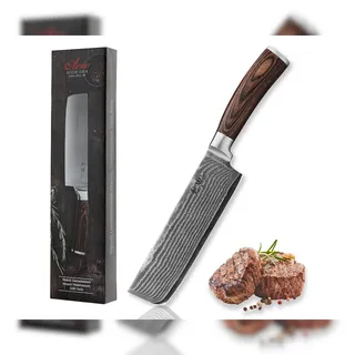 Wakoli EDIB Nakiri Messer I 17,50 cm Klinge aus 67 Lagen Damaststahl I Pakkaholzgriff