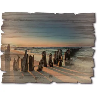 ARTland Artland, Sonnenuntergang Strand Wellenbrecher Landschaftsbilder, (1 St.), braun