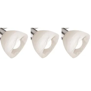 Nino 3 Stück E14 Glas Lampenschirm passend für Daytona, Modern, Gold, alabasterfarbig weiß, Zylindrisch, Glasrahmen, weißer Schirm