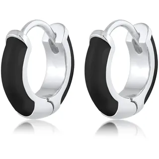 Elli Creolen Ohrringe Hänger schwarz 925 Silber Gr. 12