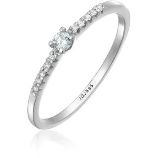 Verlobungsring ELLI DIAMONDS "Ring Diamant Verlobung Hochzeit (0.11 ct) 585 Weißgold" Gr. 56, weiß, Fingerringe, Damen, 56, Weißgold 585, Verlobungsring