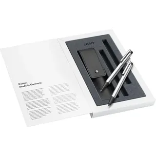 Lamy logo Set matt aus Kugelschreiber 205 inkl. Großraummine M 16 schwarz und Druckbleistift 105 mit Feinstrichmine M 40 (0,7 mm) inkl Lederetui schwarz und Geschenkverpackung