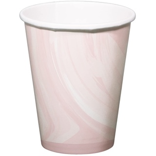 Folat 61916 Paper Party Tableware Pappbecher Marmor Rosa 250ml-6 Stück Einweggeschirr Partybecher für Geburtstagsfeier, Babyparty, Hochzeit, Brautparty