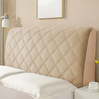 Wambere Bettkopfteil Hussen - Bezug für Kopfteil und Rückwand - Staubdichte Stretch Abdeckung - Polster Rückenlehne Überzug, Khaki A, 180cm