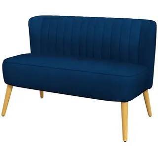 Homcom 2-Sitzer Sofa Zweisitzer, Loveseat mit Leinenoptik, Holzbeine, Blau