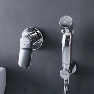 AM.PM Bidetarmaturen Eingebautes Bidet-Set mit Einhebelmischer und Handbrause, Bidetarmatur Dusche, Mischer Kalt Warmwasser Mischer Sprayer