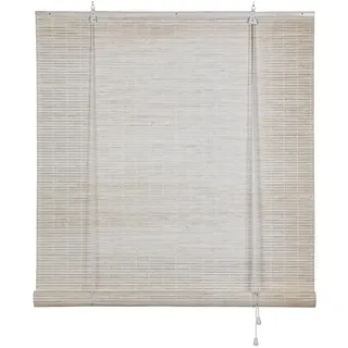Storesdeco Bambusrollo in Lamellen Weiß 120x175 , Holz , Uni , Rechteckig , 120x175 cm , Heimtextilien, Vorhänge, Rollos