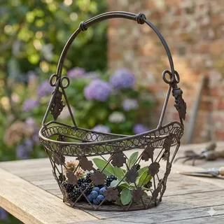 Henkelkorb Tecla mittel ca. 36 cm - Gartendekoration - Braun