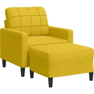 vidaXL Sessel mit Hocker Gelb 60 cm Samt - Gelb
