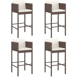 vidaXL Barhocker 4 Stk. mit Kissen Braun Poly Rattan - Braun