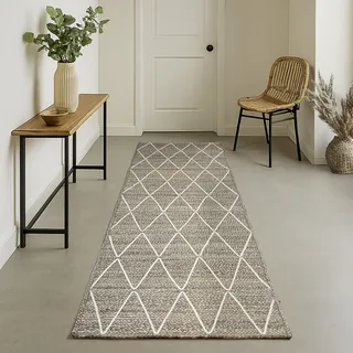 Myflair Möbel & Accessoires Teppich »Juna Essence« rechteckig 10 mm Höhe Juteteppich, handgeflochten, meliert, Rauten Muster, auch als Läufer,