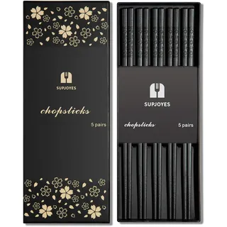SUPJOYES 5 Paar Fiberglas-Essstäbchen, Wiederverwendbare japanische Essstäbchen, spülmaschinenfest, 24cm rutschfeste Stäbchen
