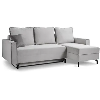 xonox Schlafsofa L-Form rechts Cord 2-Sitzer Hellgrau