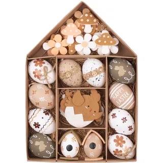 Valery Madelyn 40er Ostereier zum Aufhängen für Osterdeko,Nature künstliche Ostereier für Ostern Deko,Braun Weiß Ornament für Osterkörbchen Frühlingsdeko,Ostern Geschenke Kinder(L)
