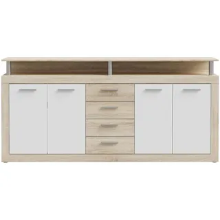 Forte Sideboard 197,5 x 94,4 x 36,3 cm Sonoma Eiche Dekor mit Weiß