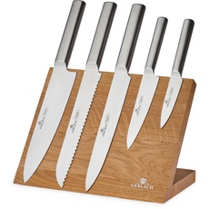 Gerlach Ambiente Magnetic Messerset Küchenmesserset mit Messerbrett Magnetisch 5 Messer aus Edelstahl Küchenmesser Kochmesser Brotmesser Gemüsemesser Küche Küchenutensilien Küchenzubehör