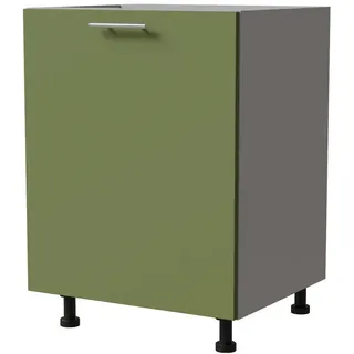 Feldmann-Wohnen Unterschrank Brerra D1D/60 60 / 50 / 82 cm , Grün, Grau , Holz , 60x82x50 cm , Küchen, Küchenmöbel, Küchenschränke, Küchenunterschränke