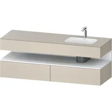 Duravit Qatego Einbauwaschtisch mit Konsolenwaschtischunterbau, 1600x550x600mm, Nische Weiß Matt, Becken rechts, QA4796018, Farbe: Taupe Supermatt/mit Nischenbeleuchtung