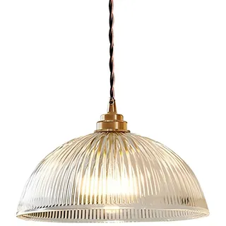 HJXDtech Industrieller Jahrgang Glas Kuppel Pendelleuchte mit Kupfer Messing E27 Lampenfassung Deckenleuchte Hängelampe Loft Kronleuchter (30cm)