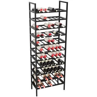 Metalo Pro Weinregal für 77 Flaschen aus Metall, schwarz , Schwarz , 60x170x30 cm , Weinregale