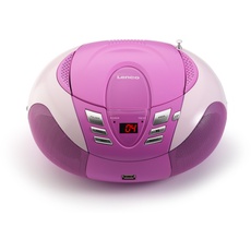 Lenco SCD-37 - CD-Player für Kinder - CD-Radio - Stereoanlage - Boombox - UKW Radiotuner - USB Anschluss - MP3 - 2 x 1,5 W RMS-Leistung - Netz- und Batteriebetrieb - Pink