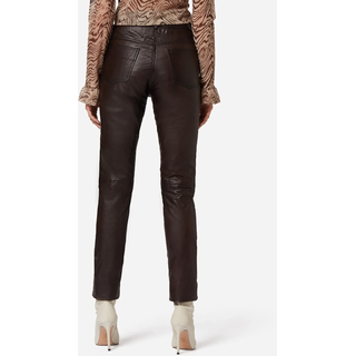 5-Pocket-Hose RICANO "Lederhose 9809", Damen, Gr. 3XL, Länge 34, braun, Obermaterial: 100% Ziegennappaleder GONA., schmal, Hosen 5-Pocket-Hose, Handgefertigt aus echtem Leder