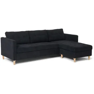 ebuy24 Ecksofa Samt schwarz , Schwarz , Textil , L-Form , 219x151 cm , Wohnzimmer, Sofas & Couches, Wohnlandschaften, Ecksofas